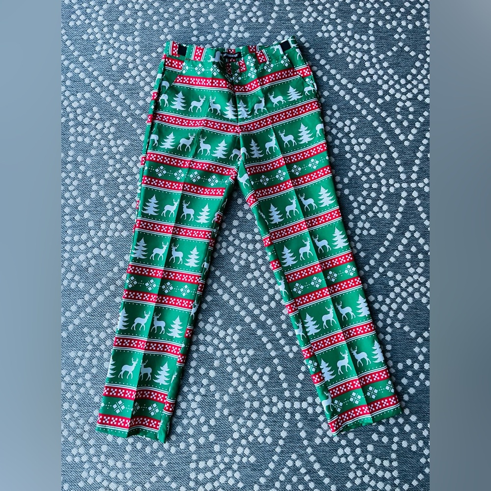 Christmas Holiday  Mens Suit Medium 38 40 Coat Jacket Pants Red Green Blazer - Picture 6 of 12
